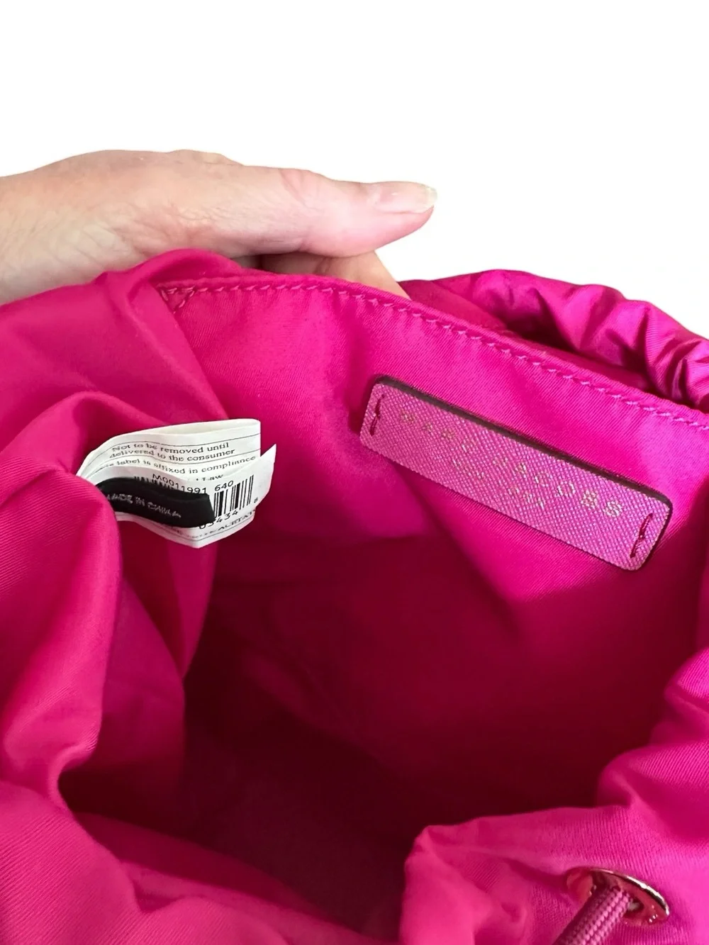 Marc Jacobs Hot Pink Nylon Drawstring Backpack Gold Hardware